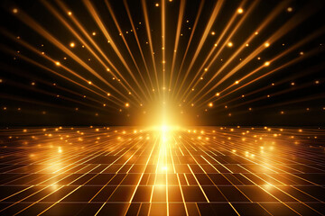 Gold lights rays abstract background 