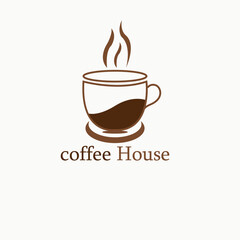 coffee cup house icon. Icon cups. Emblem line art design.