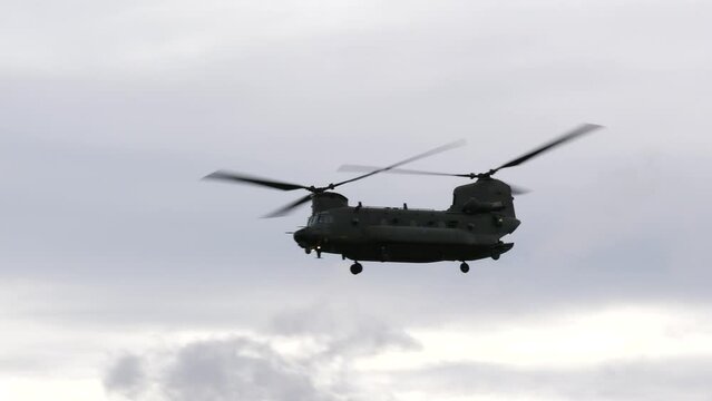 Heavy-lift military helicopter with two rotors