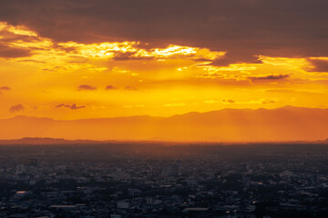 Natural background, high angle from the high mountains that can see the scenery around, the wind...