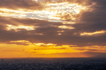 Natural background, high angle from the high mountains that can see the scenery around, the wind blows through the cool, blurred of traveling, the integrity of the moist forest.