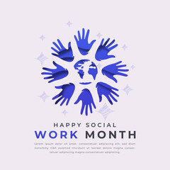 Happy Social Work Month Paper cut style Vector Design Illustration for Background, Poster, Banner, Advertising, Greeting Card