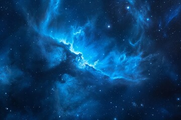 Blue nebula space background - obrazy, fototapety, plakaty