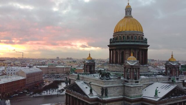 St. Isaac's Cathedral in St. Petersburg at dawn