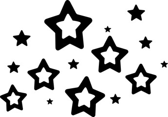 Stars sky silhouette in black color. Vector template for laser cutting wall art.