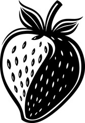 Strawberry silhouette in black color. Vector template design.
