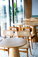 Tables and chairs in the restaurant