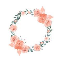 Peach Rose Wreath Flower Frame Background