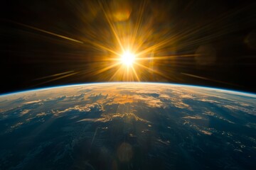 Sunrise over Earth from Space
