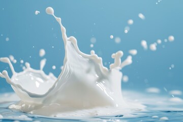 Obraz na płótnie Canvas Milk splash isolated on blue background