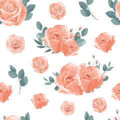 Peach Rose Seamless Pattern Flower Frame Background