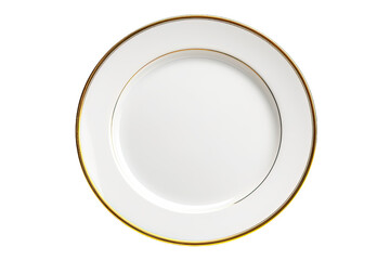 The Gold-Rimmed Plate Isolated On Transparent Background