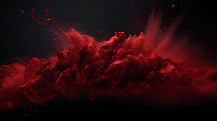 Red cloud explosion on black background