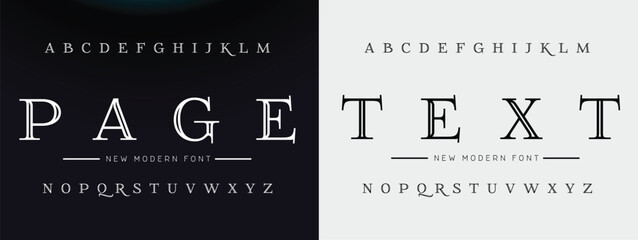 Abstract thin line font alphabet. Minimal modern fashion fonts and numbers. Typography typeface uppercase lowercase and number. vector illustration - obrazy, fototapety, plakaty