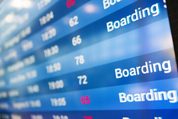 Close up of flight information board