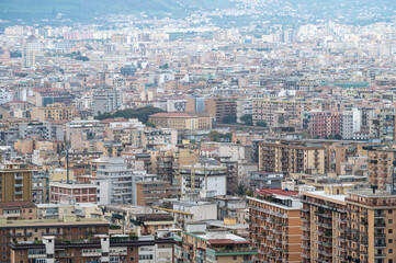 Fototapeta premium Palermo, Sicily, Italy - Aerial landscape view over the houses and apartment blocks of the city