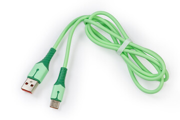 Twisted green cable USB Type-A to Type-C