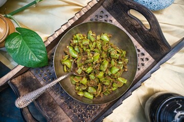 Bharwa Masala Mirch or Stuffed Green Chillies or Bharli Mirchi, Indian food. bharwa shimla mirchi...