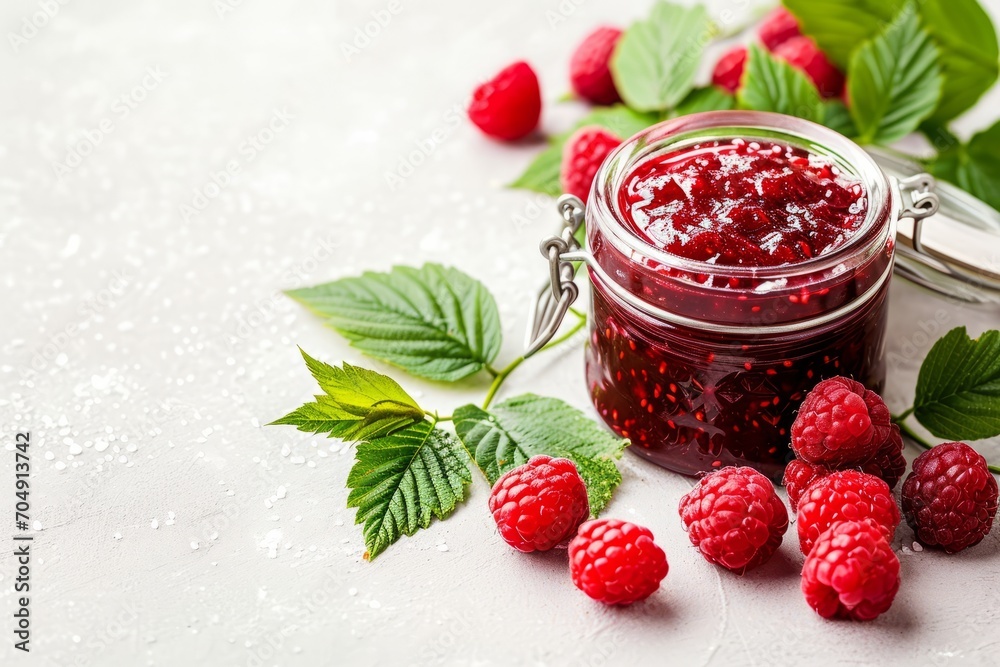 Wall mural Strawberry jam in glass jar