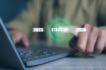 Businessman startup business in 2024. Beginning new business potential progress.