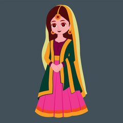 Vector design of Indian woman bride in wedding