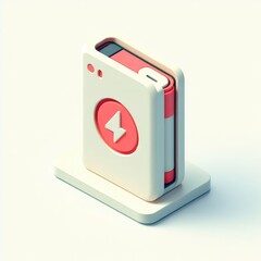 Power bank 3D minimalist cute isometric icon on a white background