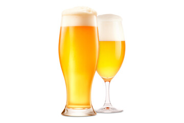 Set of Beer glasses on a white background. Mugs with drink like Ipa, Pale Ale, Pilsner, Porter or Stout