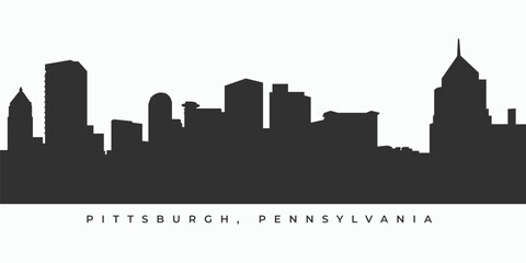 Pittsburgh city skyline silhouette illustration in vector format
