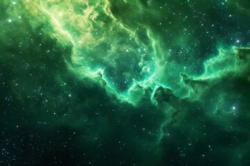 Fototapeta na wymiar Green nebula space background
