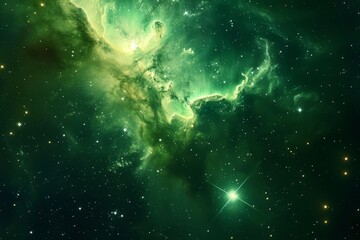 Green nebula space background