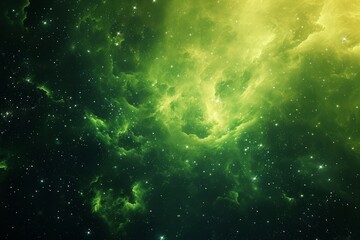 Green nebula space background - obrazy, fototapety, plakaty