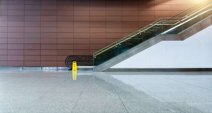 Modern escalators at the airport