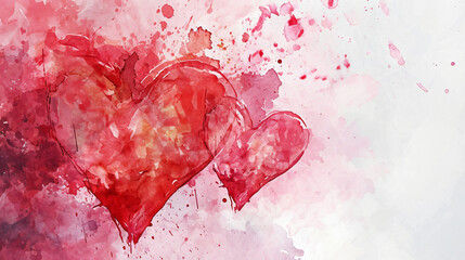 Abstract watercolor valentine concept