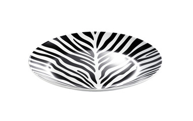 Stylish Plate with Animal Print Isolated on Transparent Background PNG.