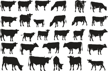Set of Cow Silhouette Collections