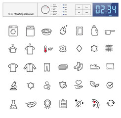 Set of icons for washing. Vector illustration on white background. Can be use for your design, packaging, presentation. EPS10.
