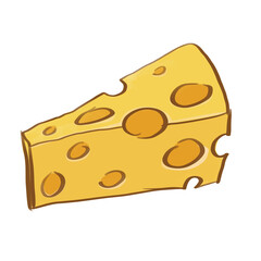 Piece of cheese with holes  isolated on transparent or white background, png, mockup