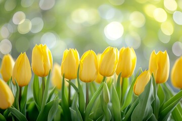 Spring yellow tulips background