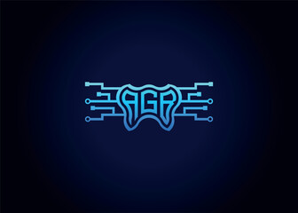 Letter AGB Modern Technology Vector Monogram Dental care shape Logo