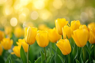 Fensteraufkleber Spring yellow tulips background © IMAGE