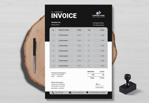 Minimal Business InvoiceTemplate Vector Design