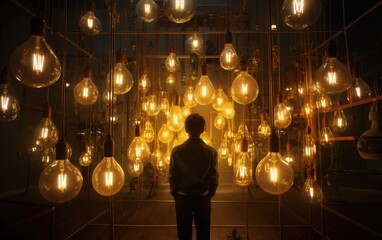 A narrative set in a parallel universe where communication is done through glowing bulbs, abstract bulb, Glowing Threads: Exploring Communication in a Parallel Universe of Illuminated Bulbs.