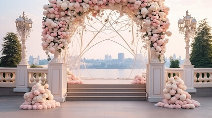 Arch walkway decorated with fantastic roses