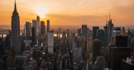 Panorama Around Manhattan in New York City, United States of America. Aerial Photo with Office...