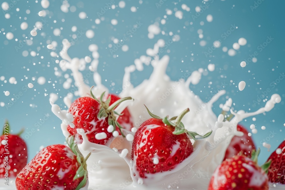 Canvas Prints Strawberries with milk splash