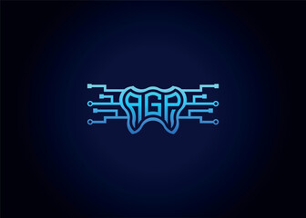 Letter AGP Modern Technology Vector Monogram Dental care shape Logo