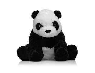 Toy soft panda isolated on white background.