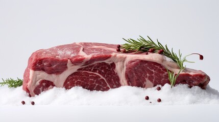 meat on a pristine white backdrop, its succulent texture and natural colors capturing the essence of culinary delight.