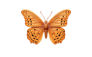 Tiny Wooden Toy Butterfly Isolated on Transparent Background PNG.