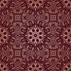 Vector mandala seamless pattern Circular pattern in form of mandala sacred geometry. Decorative ornament in ethnic oriental style. Coloring book page